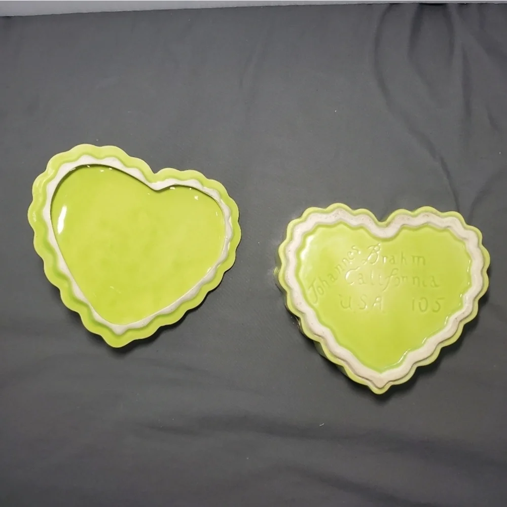 Johannes Brahm California pottery Rose heart Jewelry dish box 105